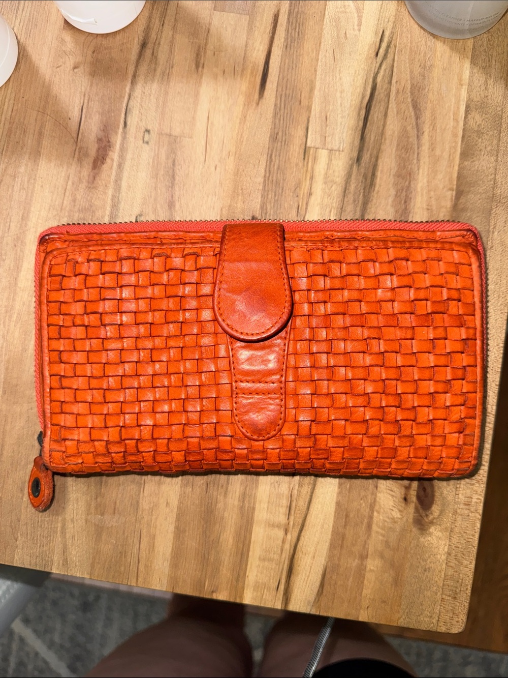 Ashwood Woven Leather Zip-Around Wallet